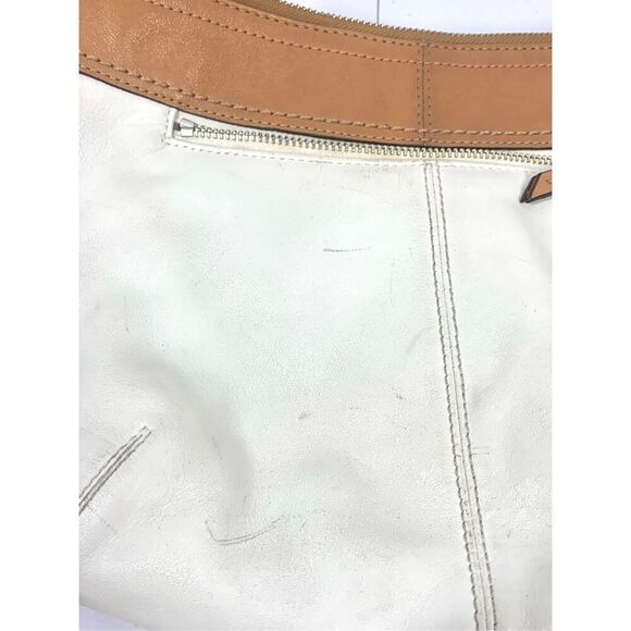 Coach Ivory White & Brown Leather Hobo Bag A1073-F13730 - Picture 7 of 12
